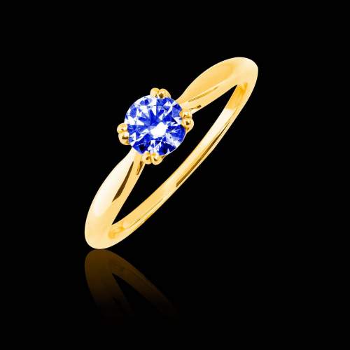 /bague solitaire saphir bleu or jaune Laureen solo